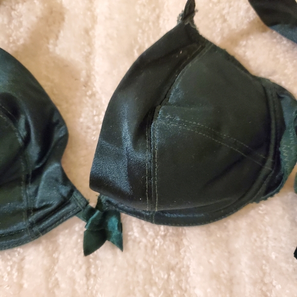Dark Green Satin Bra - Picture 2 of 5